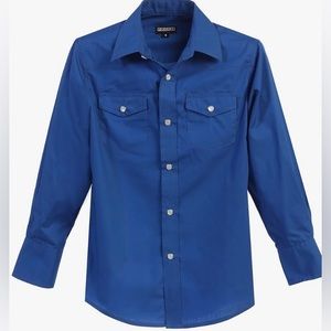 Gioberti Boys Casual Western Solid Long Sleeve Shirt with Pearl Snaps SZ 12